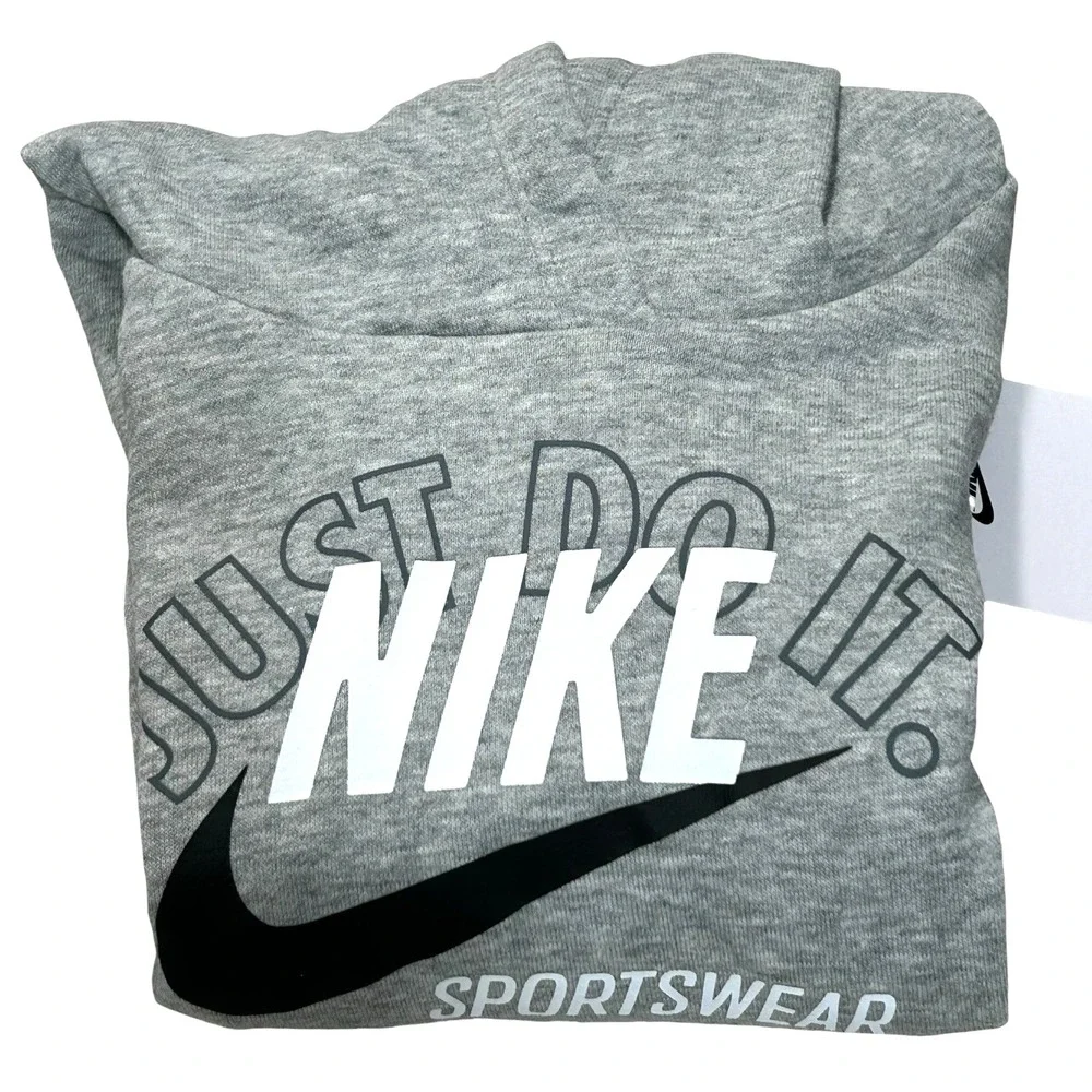 Nike Little Boy's Retro Fleece Pullover Hoodie Size 4T Dark Grey Heather